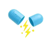 Blue capsule with spark icon
